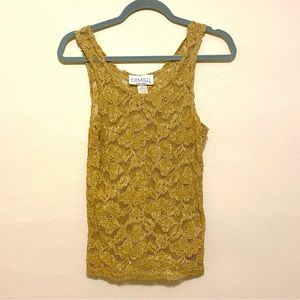 Vintage metallic gold sheet lace top